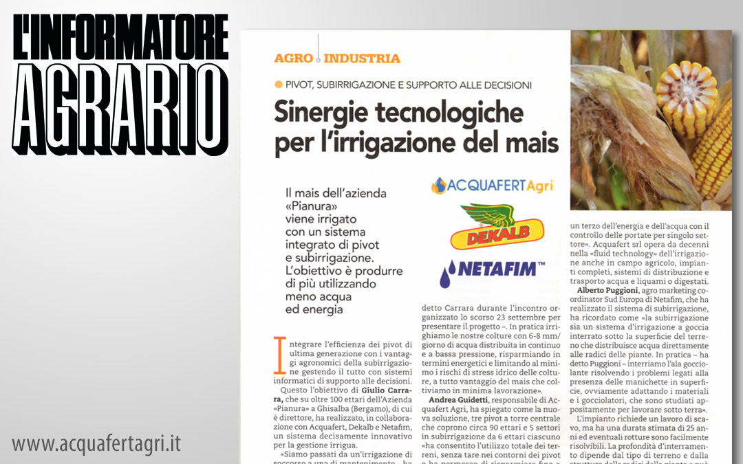 Sinergie tecnologiche per l’irrigazione del mais