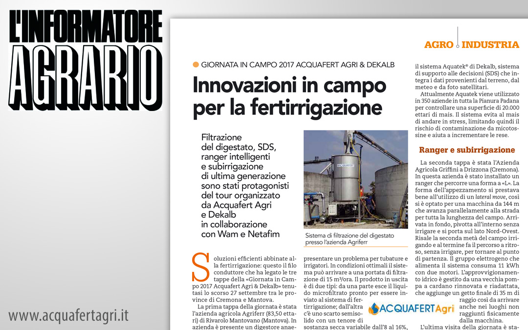 Innovazioni in campo per la fertirrigazione